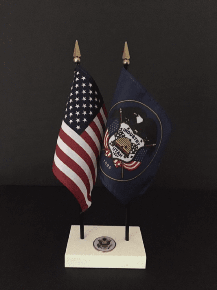 Utah (historic design) and US Flag Executive Desk Set