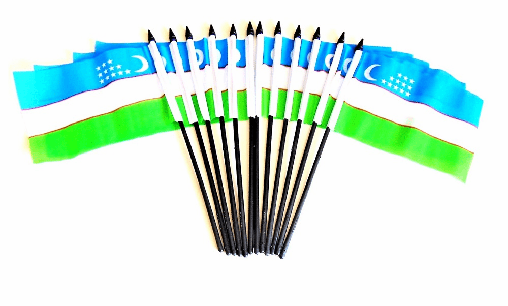 Uzbekistan Polyester Table Flags - 12 Per Pack