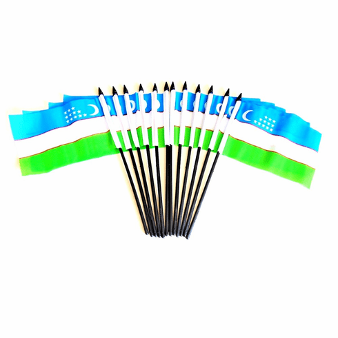 Uzbekistan Polyester Table Flags - 12 Per Pack