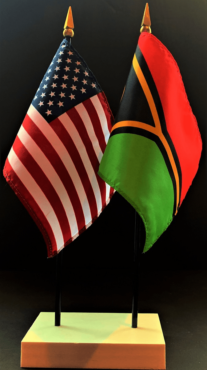 Vanuatu and US Flag Desk Set