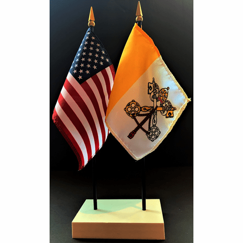 Vatican City and US Flag Desk Set