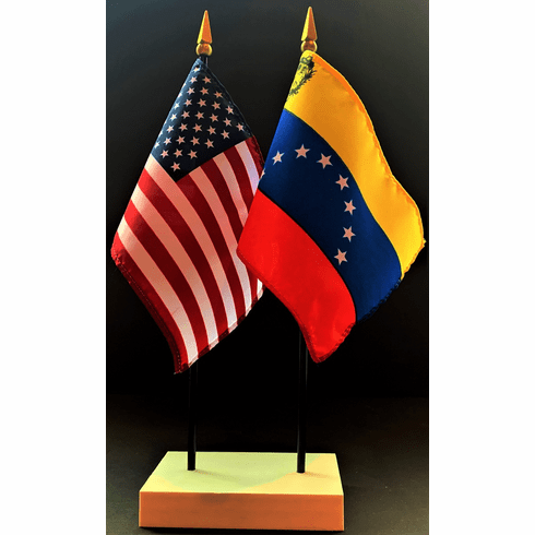 Venezuela and US Flag Desk Set