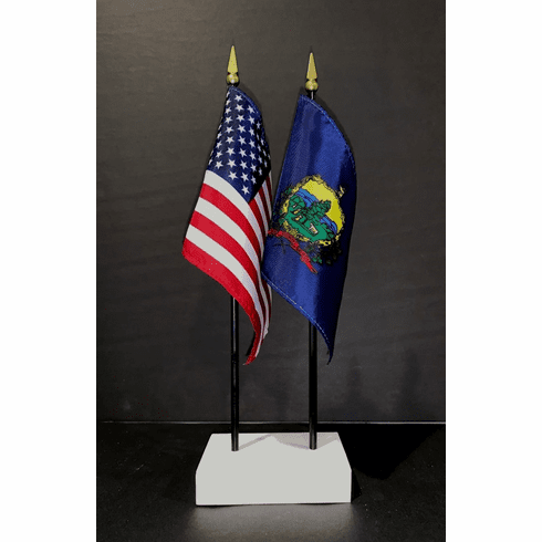 Vermont and US Flag Desk Set