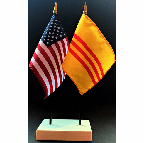 Vietnam South and US Flag Desk Set