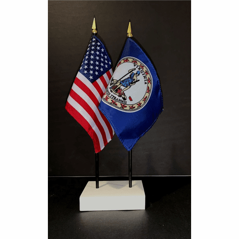 Virginia and US Flag Desk Set