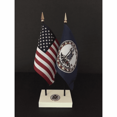 Virginia and US Flag Executive Desk Set