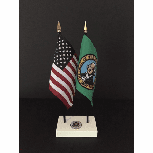Washington and US Flag Executive Desk Set