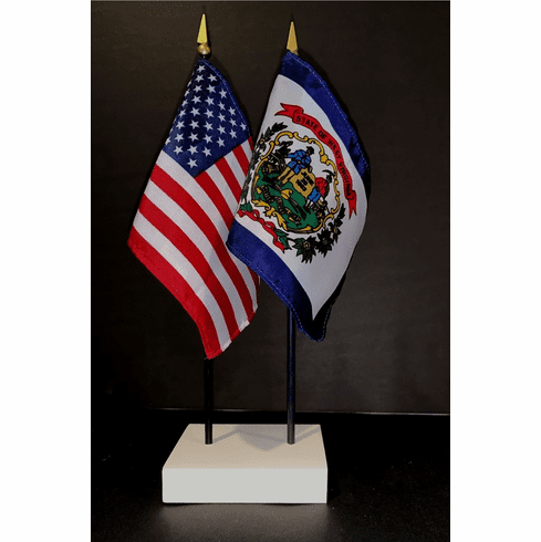 West Virginia and US Flag Desk Set