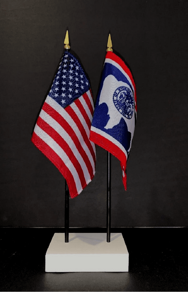 Wyoming and US Flag Desk Set