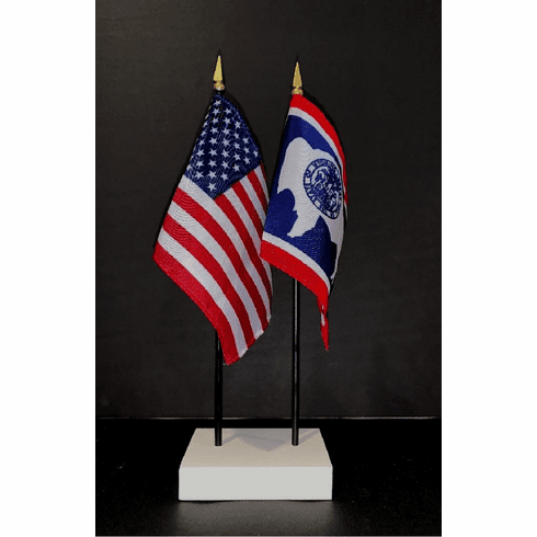 Wyoming and US Flag Desk Set