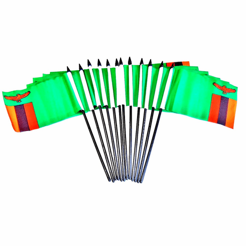 Zambia Polyester Table Flags - 12 Per Pack