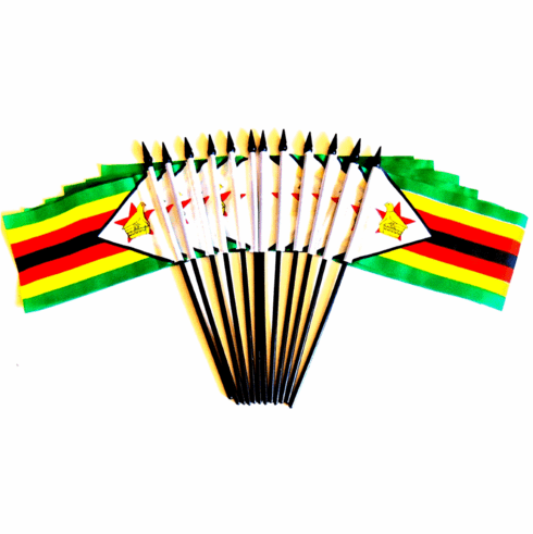 Zimbabwe Polyester Table Flags - 12 Per Pack