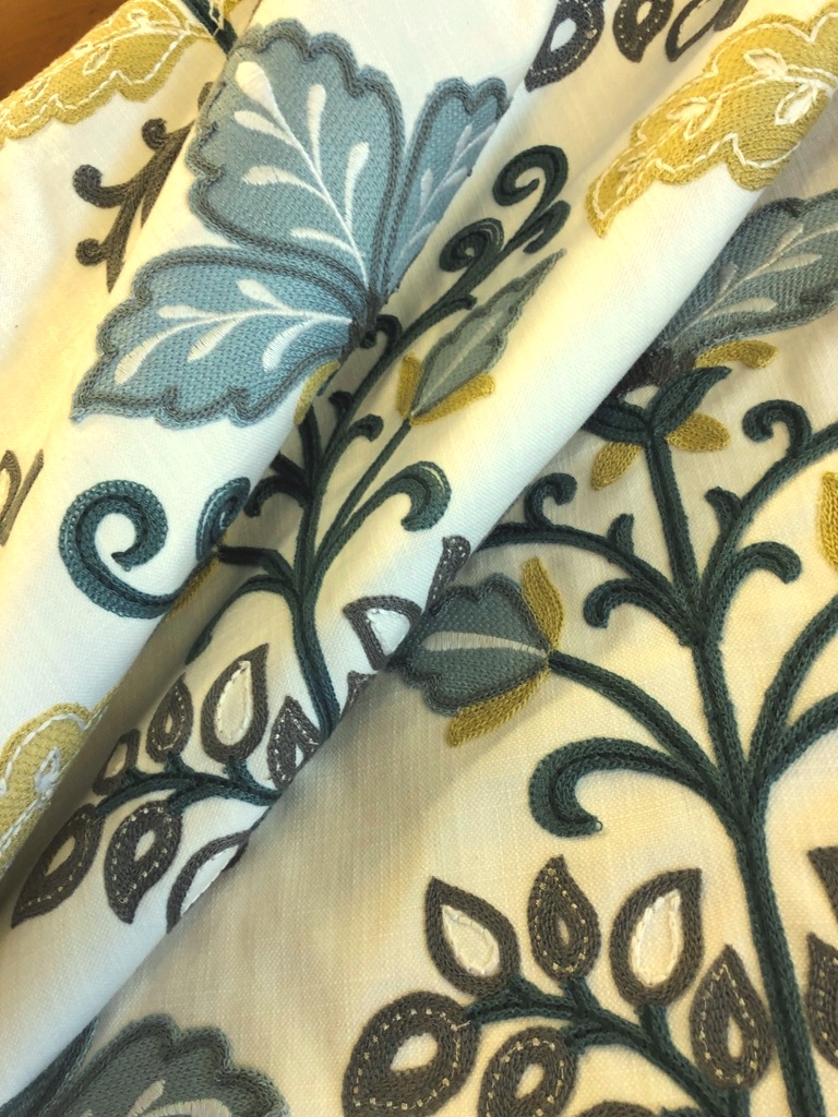 Embroidered Floral Home Decor Fabric