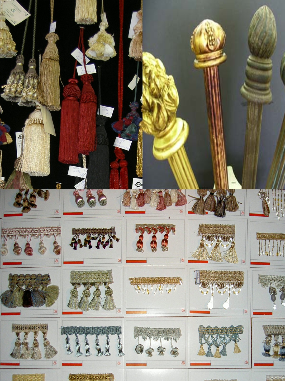 Trim, Rods, Fabric Tassels, Beaded Trims, Fringe, Gimp, Tape