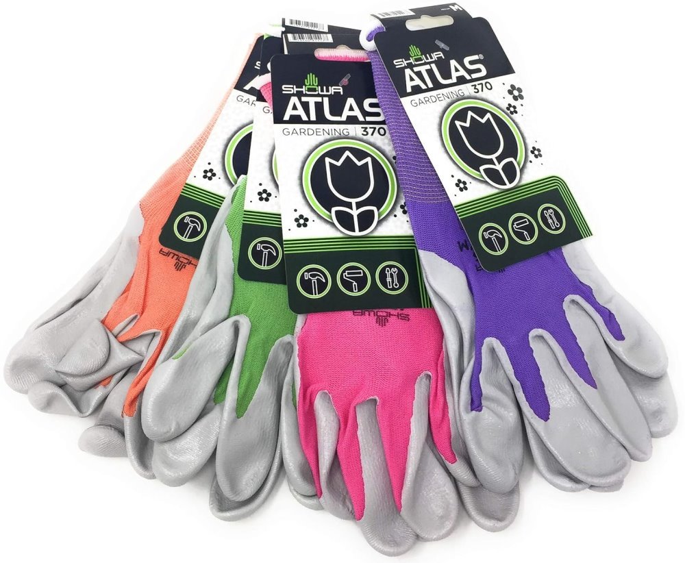 Atlas Glove NT370 Atlas Nitrile Garden Gloves Small (Assorted Colors)