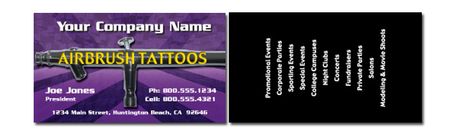 Airbrush Tattoo Body Art Business Cards A