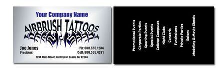 Airbrush Tattoo Body Art Business Cards C
