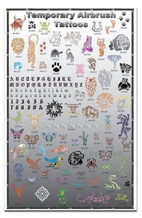 Airbrush Tattoo Stencils-Display Poster 1 Grey