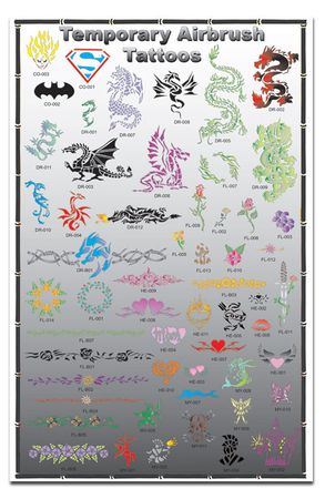 Airbrush Tattoo Stencils- Display Poster 2 Grey