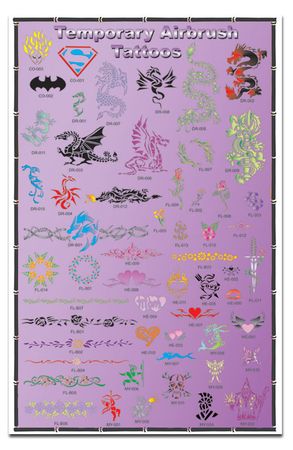 Airbrush Tattoo Stencils- Display Poster 2 Purple