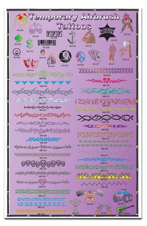 Airbrush Tattoo Stencils-Display Poster 3 Purple