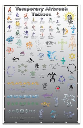 Airbrush Tattoo Stencils-Display Poster 4 Grey