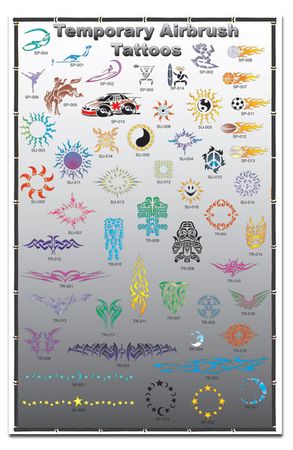 Airbrush Tattoo Stencils-Display Poster 5 Grey