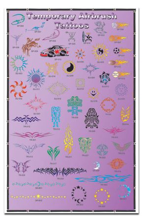 Airbrush Tattool- Stencils Display Poster 5 Purple