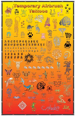 Airbrush Tattoo Stencils-Vinyl Poster Display 1 with Stencils