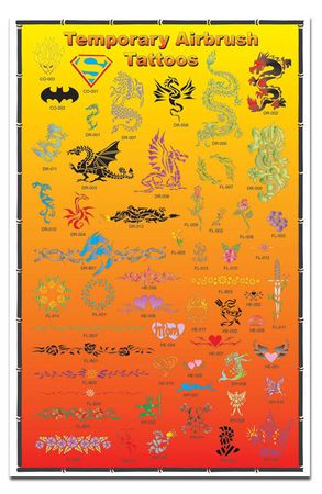 Airbrush Tattoo Stencils-Vinyl Poster Display 2|with Stencils