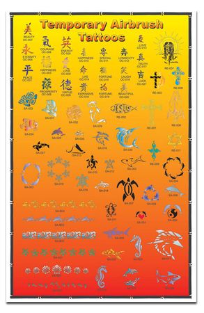 Airbrush Tattoo Stencils-Vinyl Poster Display 4|with Stencils