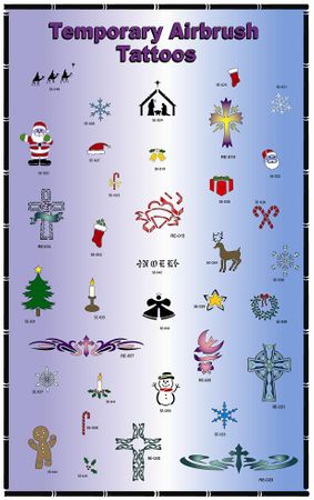 Airbrush Tattoo Stencils-Display Poster Christmas Set