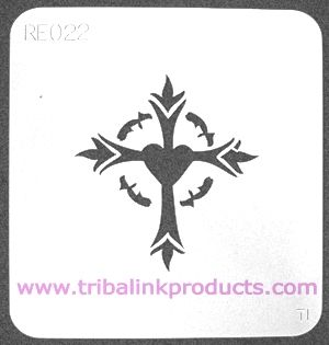 Airbrush Tattoo Stencil Cross Heart RE-022