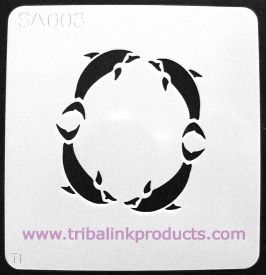 Airbrush Tattoo Stencil Dolphin Circle SA-003