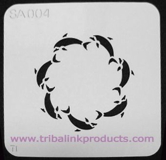 Airbrush Tattoo Stencil Dolphin Circle SA-004