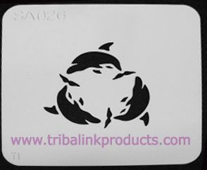Airbrush Tattoo Stencil Dolphin Circle SA-026