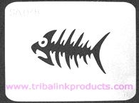 Airbrush Tattoo Stencil Fish Skeleton SA-048