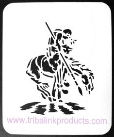 Airbrush Tattoo Stencil Indian on Horse MI-048