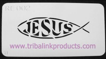 Airbrush Tattoo Stencil Jesus Fish RE-002