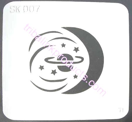 Airbrush Tattoo Stencil Moon and Planet SK-007