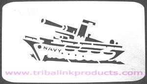 Airbrush Tattoo Stencil Navy Ship PA-009