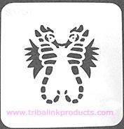 Airbrush Tattoo Stencil Seahorses SA-050