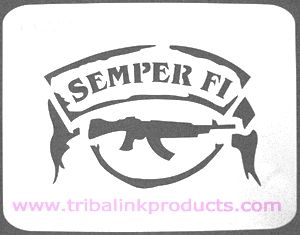 Airbrush Tattoo Stencil Semper Fi PA-007