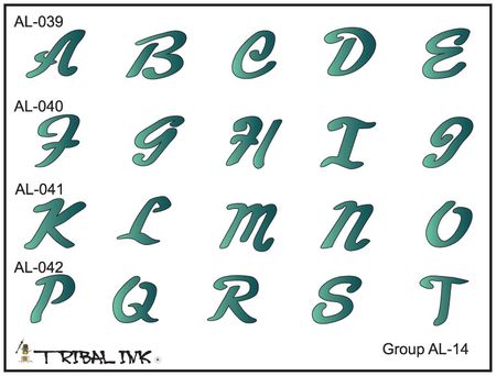 Airbrush Tattoo Stencil Set Alphabet 14