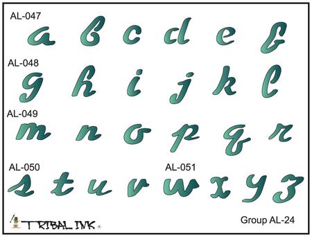 Airbrush Tattoo Stencil Set Alphabet 24