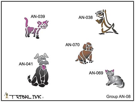 Airbrush Tattoo Animal Stencils - Set 08