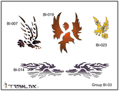 Airbrush Tattoo Stencil Set Bird 03