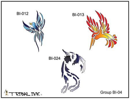 Airbrush Tattoo Stencil Set Bird 04