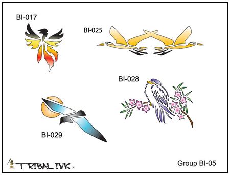Airbrush Tattoo Stencil Set Bird 05