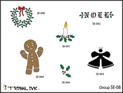 Airbrush Tattoo Stencil Set  Christmas 08